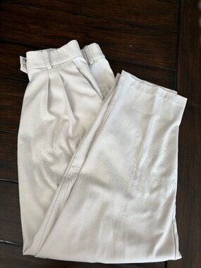H&M Beige High-Waisted Elastic Back Trousers Wide Leg Tailored Work Pants Size M